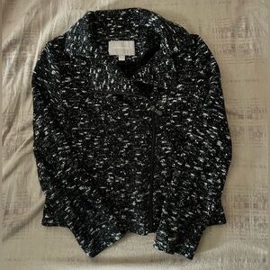 Banana Republic Navy and White Tweed Moto Jacket